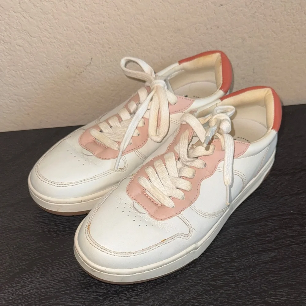 Madewell Court Sneakers in Pink and White Leather Women’s Size 9 - Picture 2 of 10
